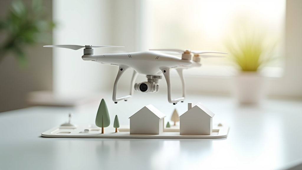 Concept artistique de drone Amazon volant au-dessus d'une ville européenne