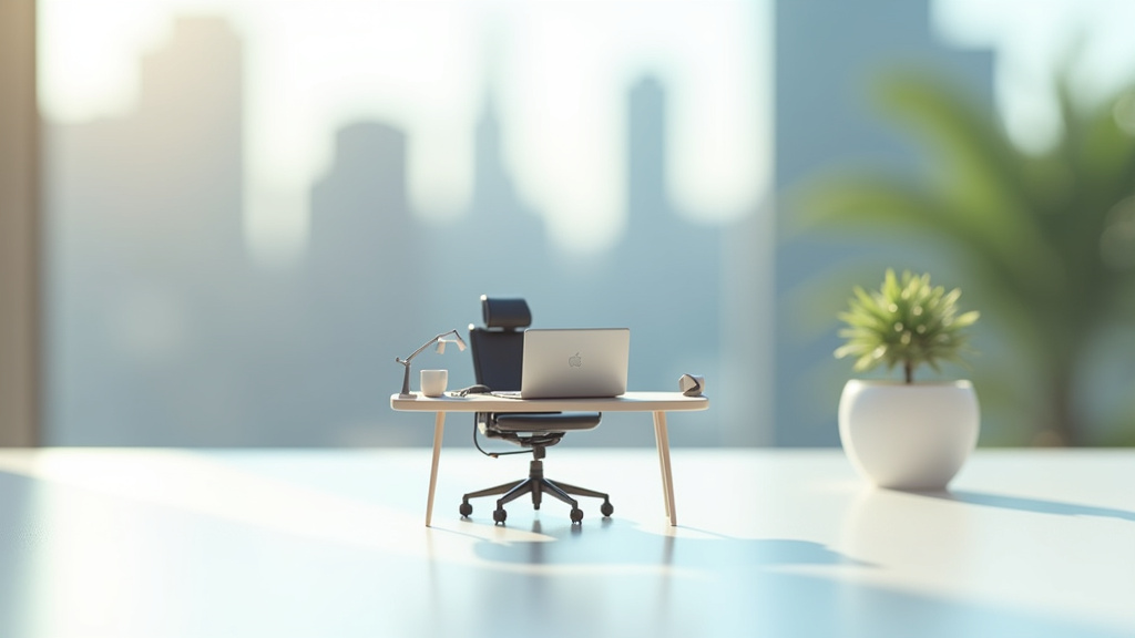 Vue d'artiste d'un espace de travail virtuel avec plusieurs écrans et outils numériques