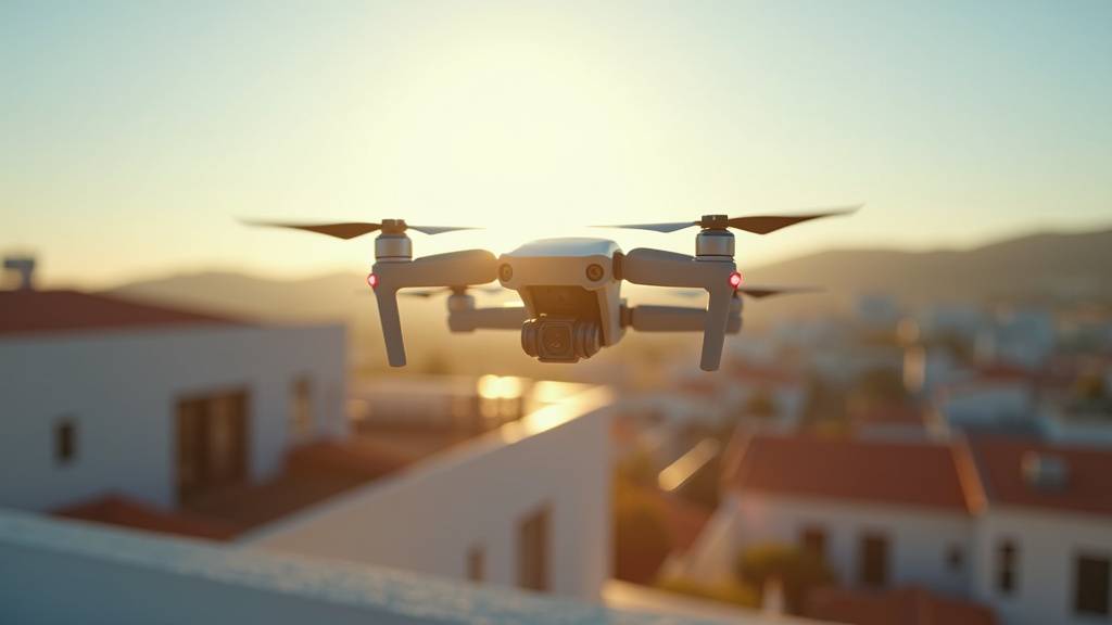 Inspection d'une toiture en tuiles provençales depuis le DJI Mini 4 Pro en mode stationnaire