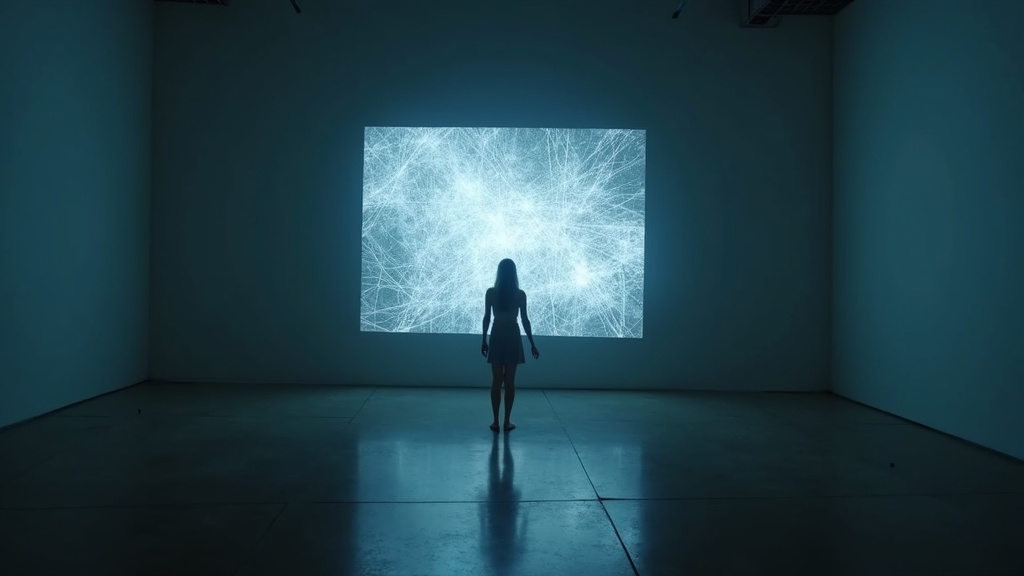 Installation artistique de l'exposition 'Le monde selon l'IA' au Jeu de Paume à Paris