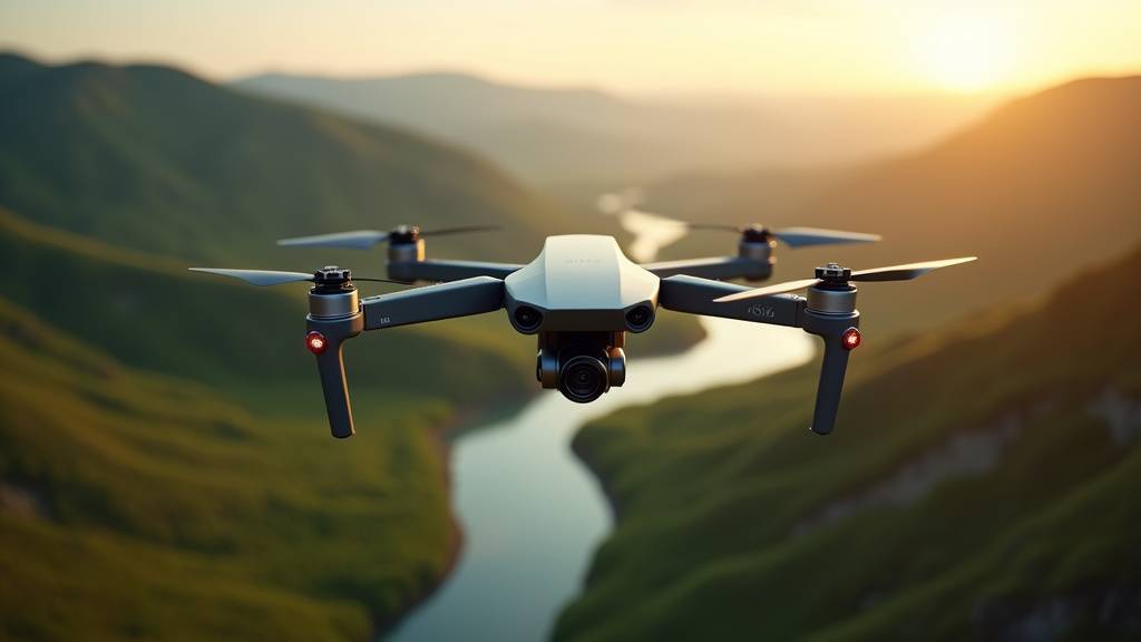 Drone en vol avec traitement IA des images aeriennes en temps reel